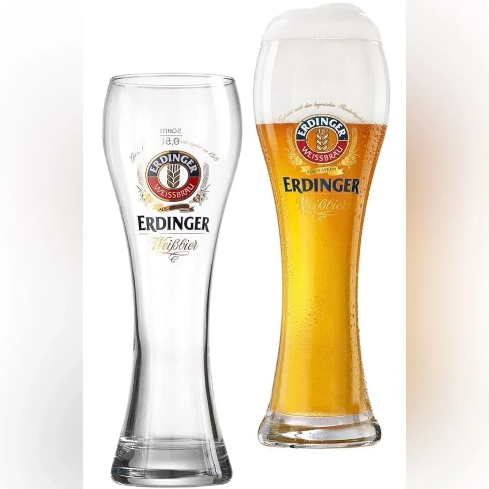 Erdinger Weissbrau Aus Bayern Glasses German Football World Cup Beer Set Of 2